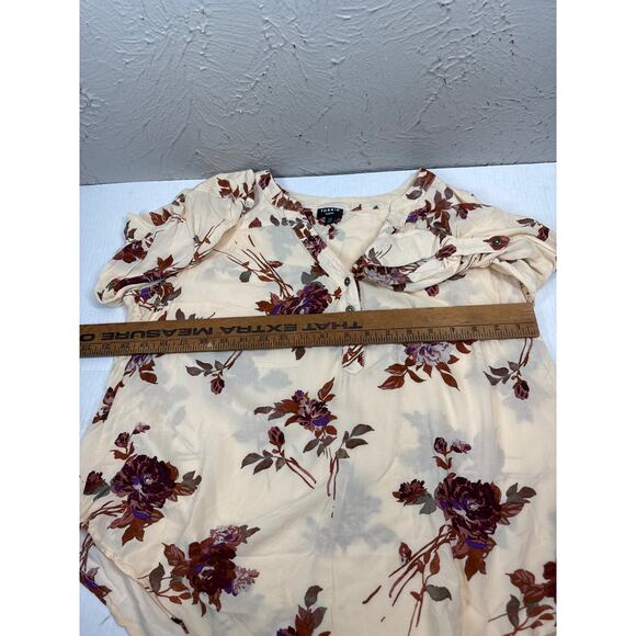 Torrid Harper Womens Peach Floral Button Front 3/4 Sleeve Blouse Size 00 - Picture 5 of 5